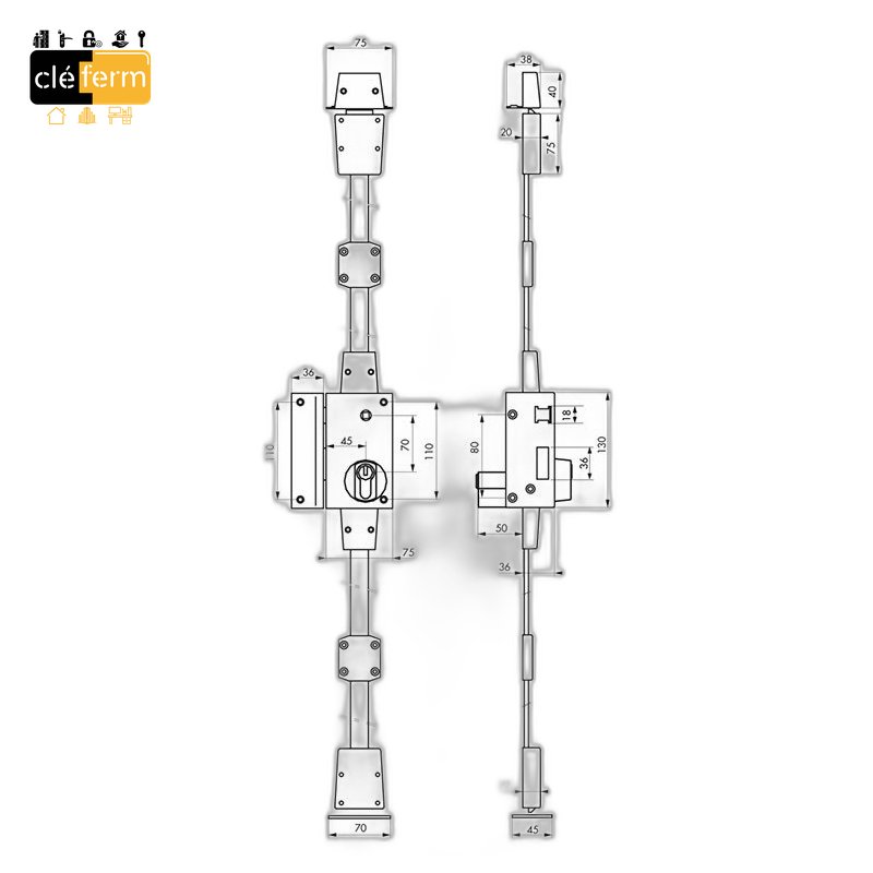 SERRURE HOR. FOUIL 14/9CM