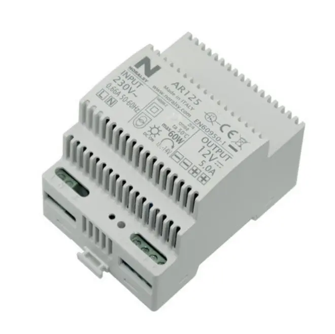 ALIMENTATION REGULEE 12V / 5A SANS BATTERIE POSE EN RAIL DIN (ARS1250-D)