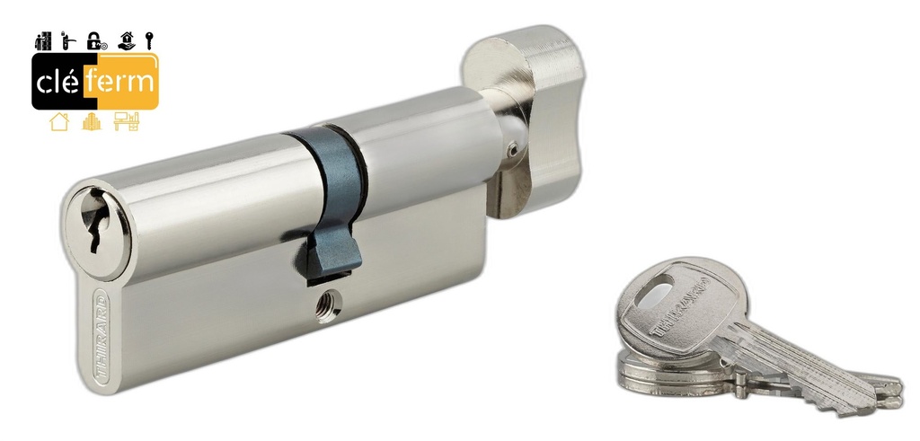 CYLINDRE 65X45 NICKELE BTN - 3 CLES