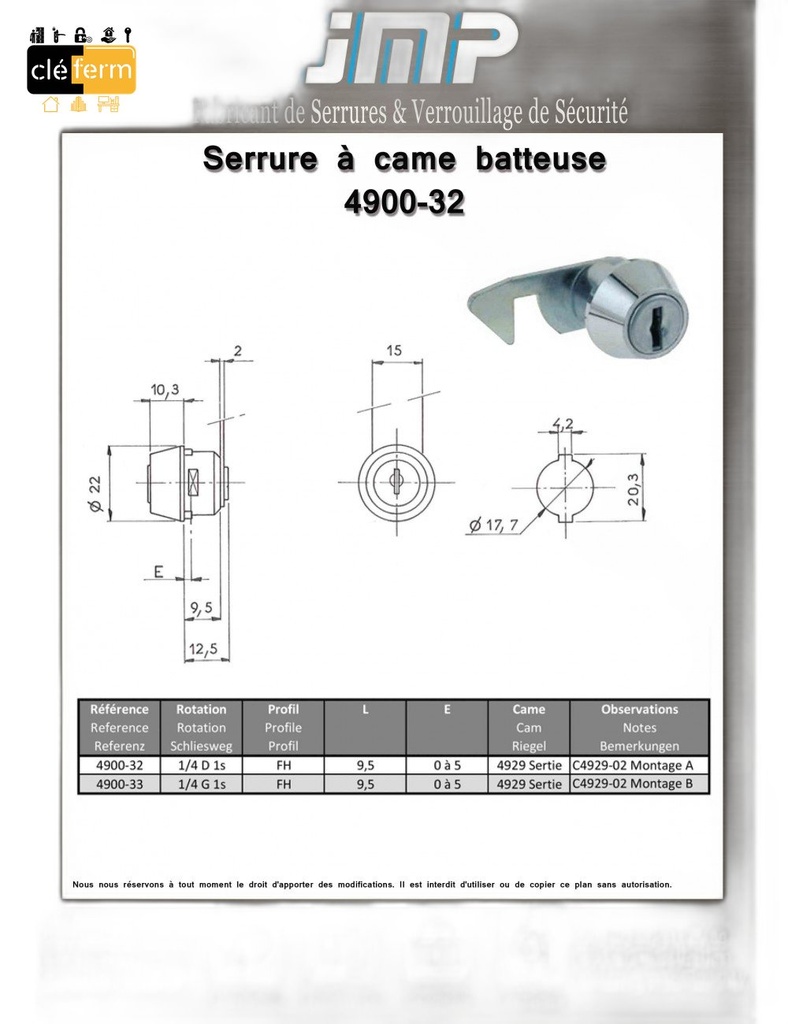 SER BATTEUSE 4900-32 2 CLES