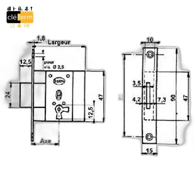 SERRURE MEUBLE TETIERE A 25-60
