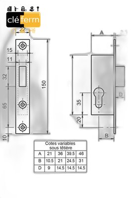 SERRURE METALUX REF.14 L.21/CE