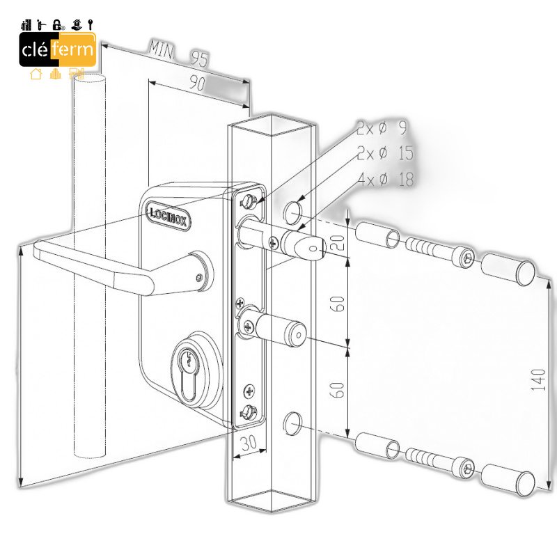 SERRURE LX INOX P.40-50-60