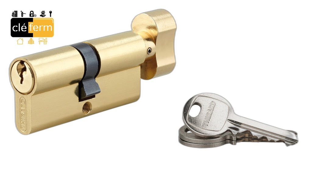 CYLINDRE EURO V5 35X35 BOUTON 3 CLES SUR PG 