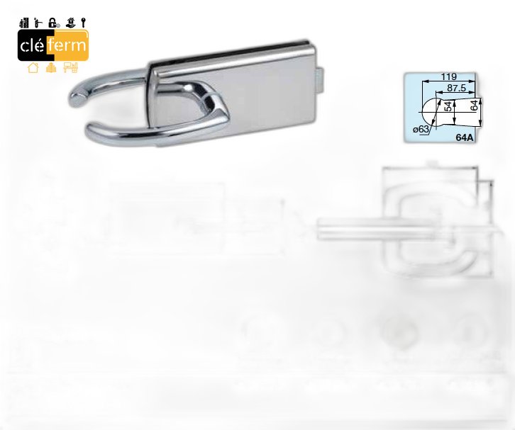 SERRURE DE MILIEU BEC DE CANNE A BEQUILLE DOUBLE DEPORTE CHROME MAT