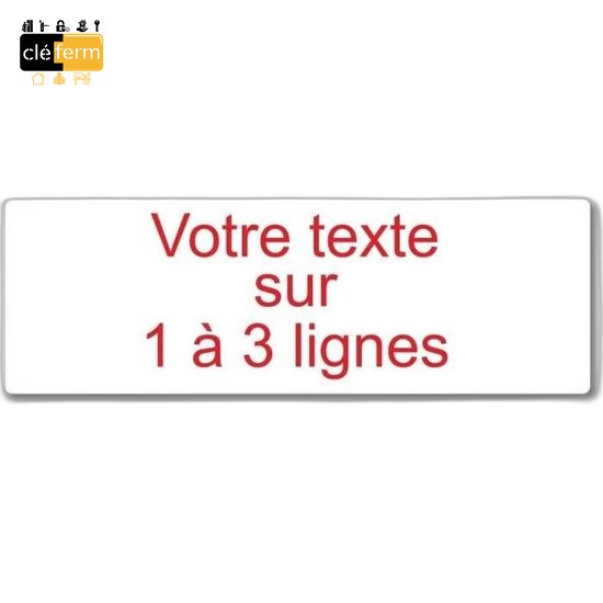 PLAQUE GRAVEE 7 LIGNES FOND NOIR ECRITURE BLANCHE 100 X 100 MM