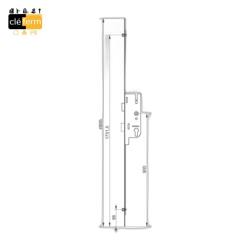 COFFRE POUR SERRURE 3 POINTS 18 MM
