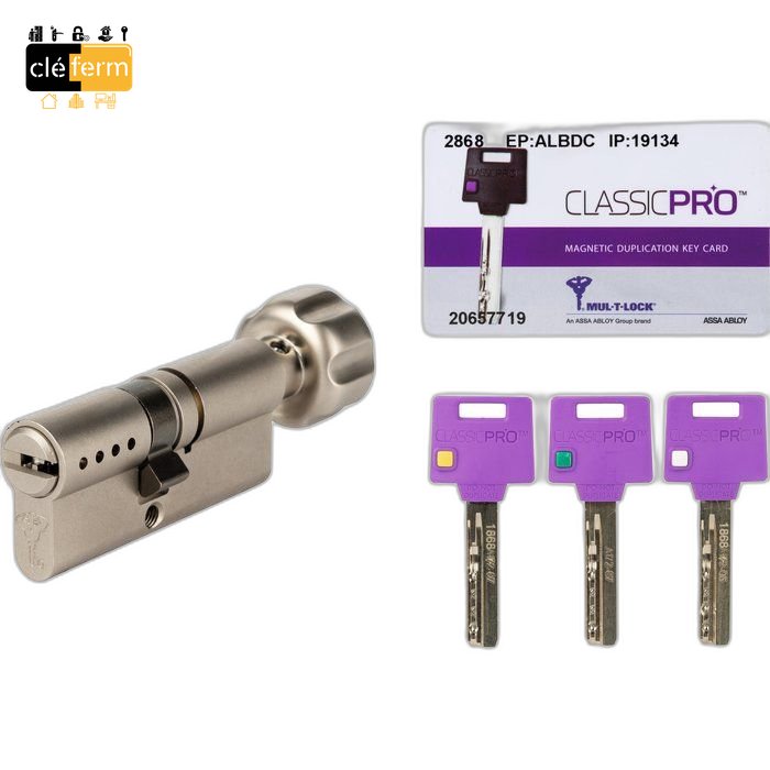 CYLINDRE MUL-T-LOCK 31 X 31 A BOUTON SUR PG/PP