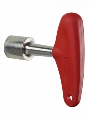 CLE A TRIANGLE POMPIER DE 14 POIGNEE POLYPROPYLENE ROUGE