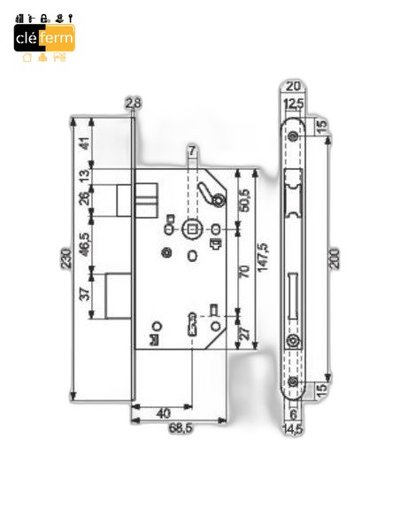 SERRURE 1/2T PROFIL FH - 2 CLES