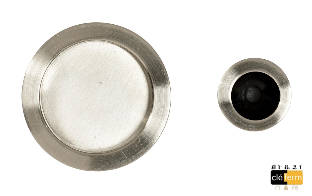 Kit porte coulissante bec de cane avec jeu de poignées cuvette ronde tire-doigt cache mortaise sans serrure nickelé boite standard