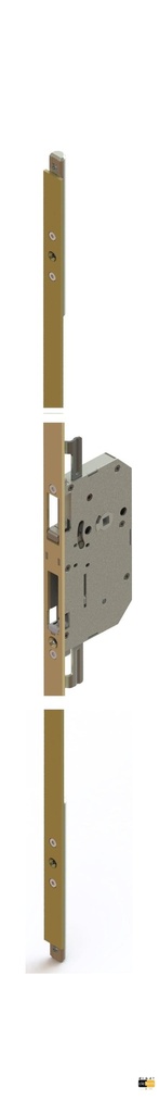 ALTER LEVIER SERRURE A ENCASTRER POUR SEMI-FIXE 2 POINTS HAUT ET BAS TETIERE PLATE 2040 X 20 MM A BOUTS CARRES BRONZE 39 POUR SERRURE 3 POINTS PAR 9