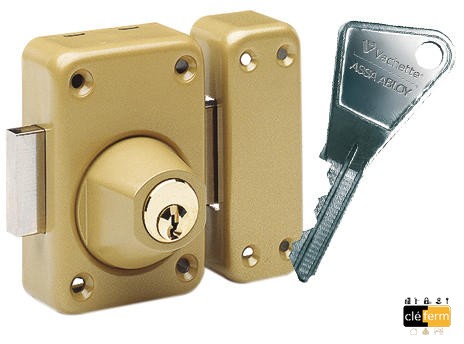 V136 2 ENTREES COFFRE VERNI BRONZE D23 LG45 3 CLE(S) PENE L200 GACHE STANDARD