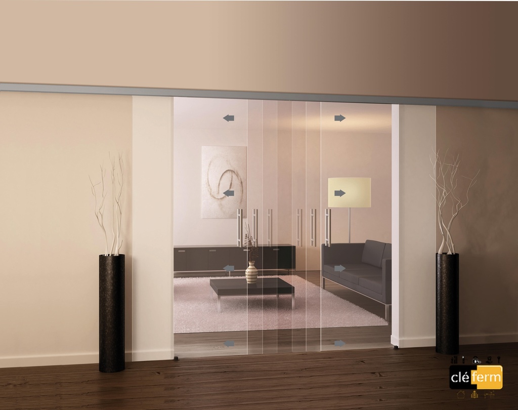Système pour porte simple coulissante 80 kg, rail lg 2500 mm + 2 Automove Laqué ral 9010 blanc