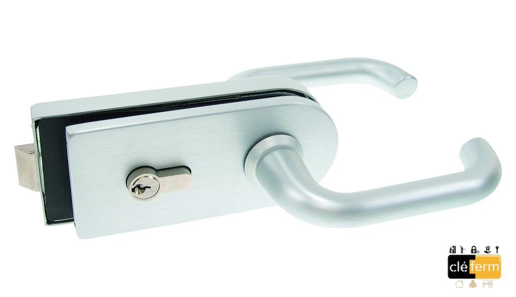 Serrure de milieu pour cylindre (V017) et pour boutons ou béquilles Inox brossé