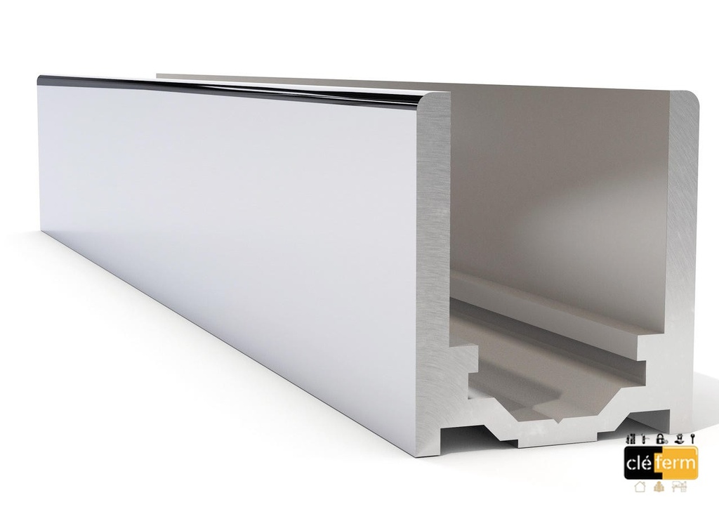 Profil UFIT pour verre de 10-12 mm lg 3000 mm Aluminium poli brillant