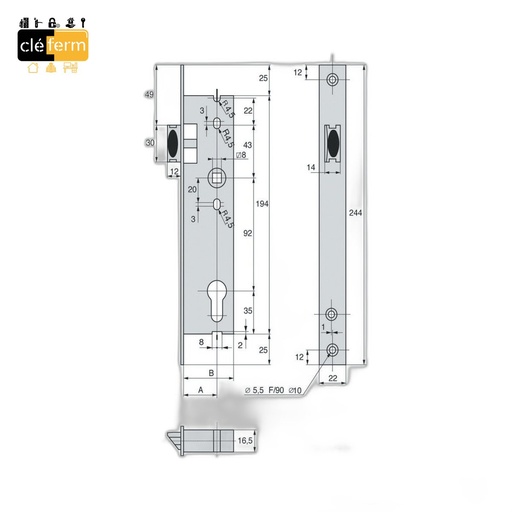 [N2241450] SERRURE A ENCASTRE 2241.45.0 EA 72/ A30 CE