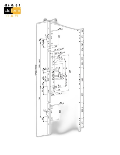 [NKEL560] KIT SERRURE ABLOY AXXE 55 mmA BEQUILLE CONTROLEE EN ENTREE