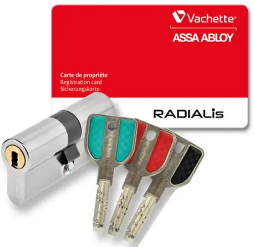 [N830160001] 7101NT RADIALIS_CYLINDRE 2 ENTREES NICKELE 112,5X32,5 - 3 CLE(S) PG+PP