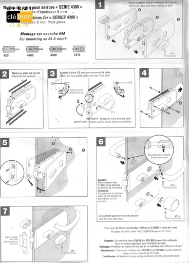 [NSERST4300] SER STREMLER 4300 POUR PORTE VITREE