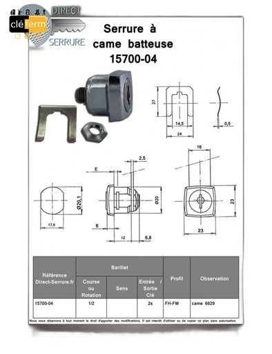 [5033] SER BATTEUSE 15700-04 2 CLES