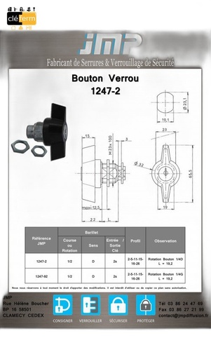 [5548] BOUT. VERROU BAT. 1247-2 L19.2
