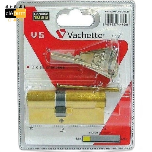 [8581] CYL.EURO. VACHETTE 30X40 LAITON - 3 CLES