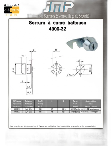 [P016106] SER BATTEUSE 4900-32 2 CLES