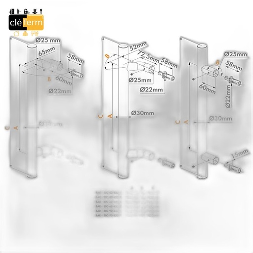 [NPLA15] JEU PATTES DE FIXATION COTE PORTAIL