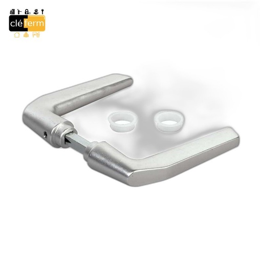 [N037300002] PAIRE BEQUILLE CARRE 8 ALU SATINE A RAPPEL VIS INVISIBLES