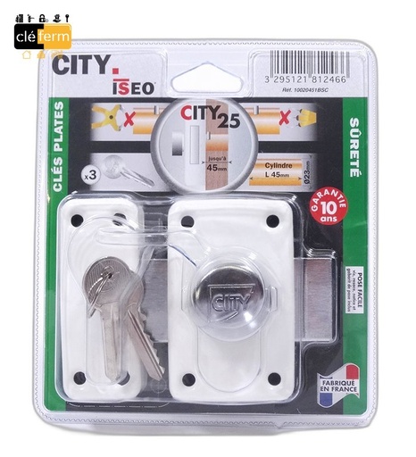 [N10020452] VERROU CITY 25 A BOUTON CANON 45 MM AU N°