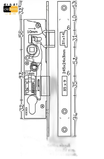 [N4240340] SERRURE DOM FAB. SPEC. EN S'ENTR. 2250412 SUR PLAN