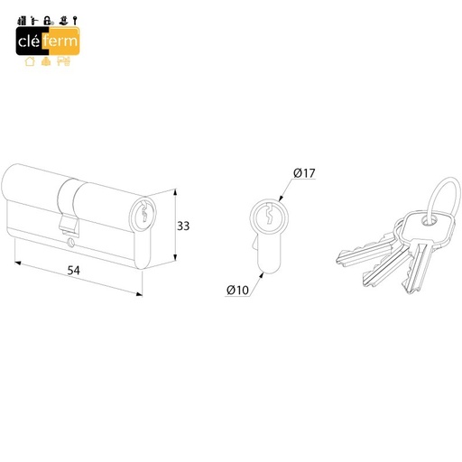 [N7101VOLT45X80OC] CYL. EURO. VOLT 45X80 DE SUR OC - 3 CLES