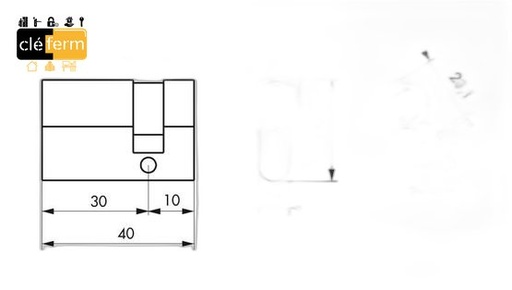 [N88300210X30] DEMI CYLINDRE SP 10 X 30 SUR PLAN AVEC 3 CLES