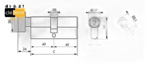 [N3111VOLTN140X40] CYLINDRE EURO. VOLT N1 40 X 40 BOUTON - 3 CLES