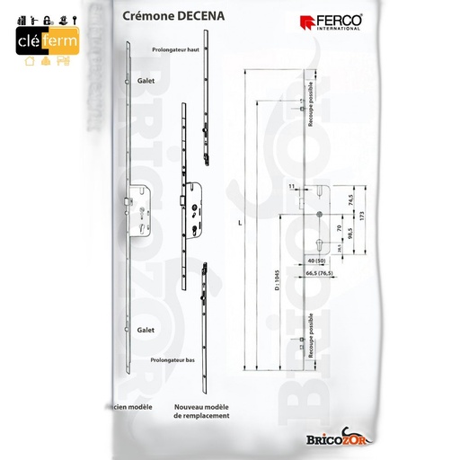 [G46520] SERRURE DECENA AJUSTABLE F40
