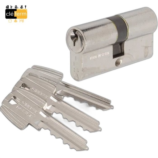 [NTE5N50X50MV] CYLINDRE EURO TE5 NICKELE 50 X 50 DE - 3 CLES AU N°