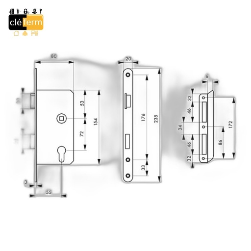 [N0550061] SERRURA A LARDER CE ALSACE AXE55/EAXE72