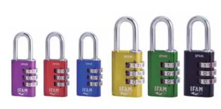 [N000614] CADENAS COL COMBI 3 CHIFFRE COULEUR ANSE DE 5MM