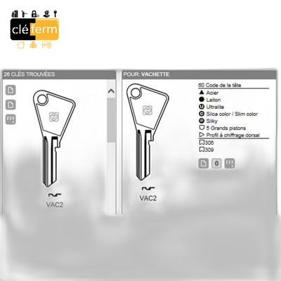 [VAC2] Clé serrurerie compatible Vachette (réf VAC2)
